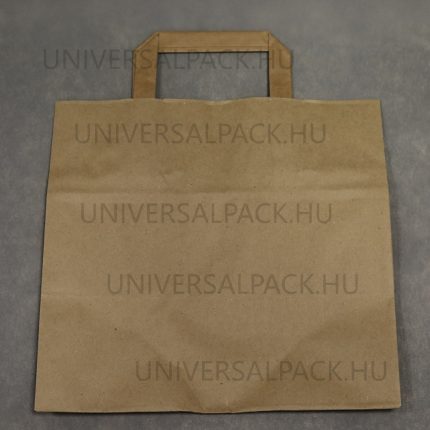 Szalagfüles papír táska, bevásárlótáska 18x22x8 cm, álló, barna, 100 db